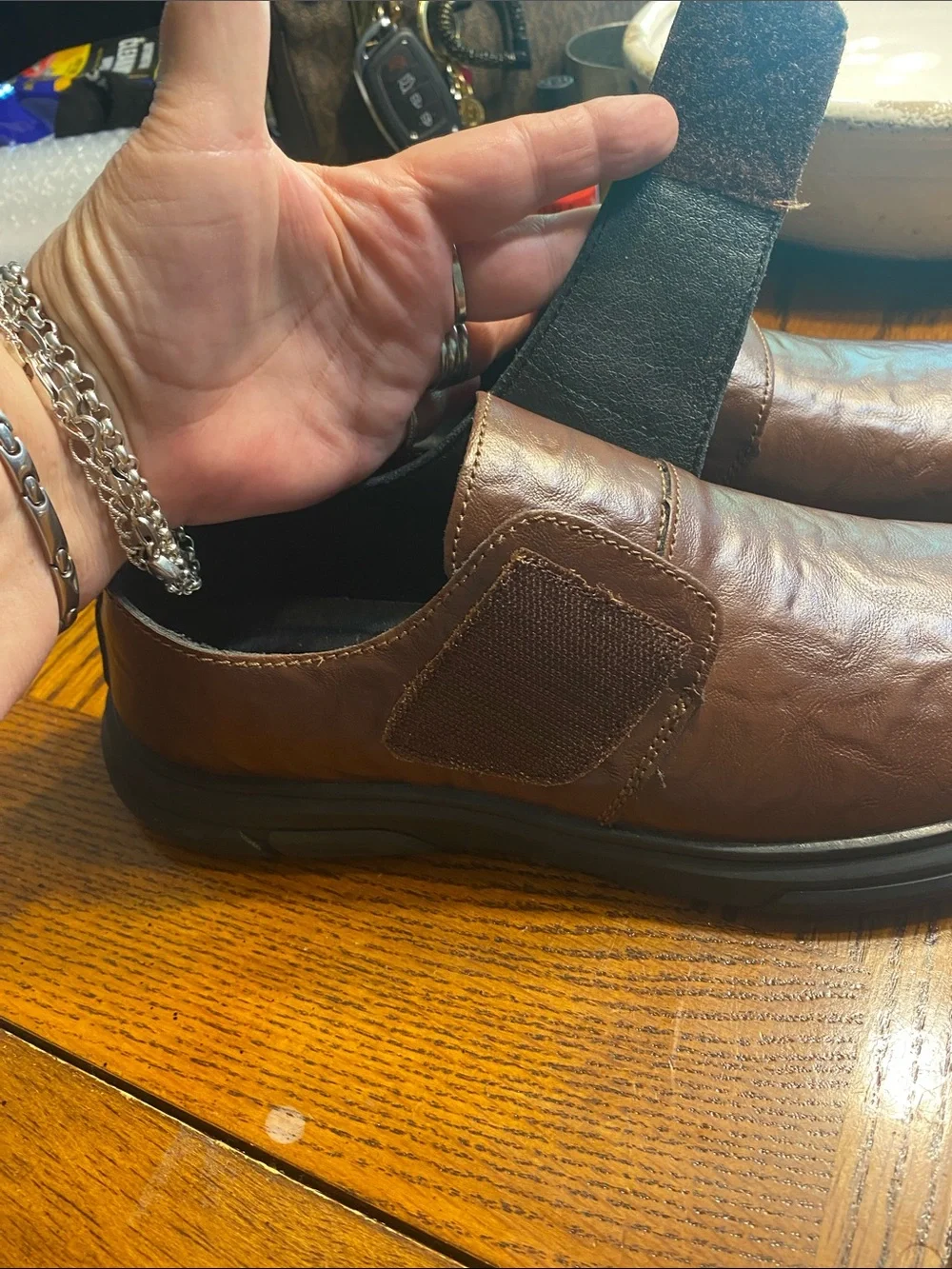 CLOHOO Brown Leather Moccasin Loafers Men's 8 8.5 Slip On Driving Shoes W8406